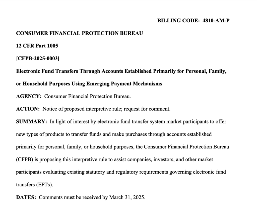 The CFPB’s proposed rule protecting users who hold crypto assets. Source: CFPB

