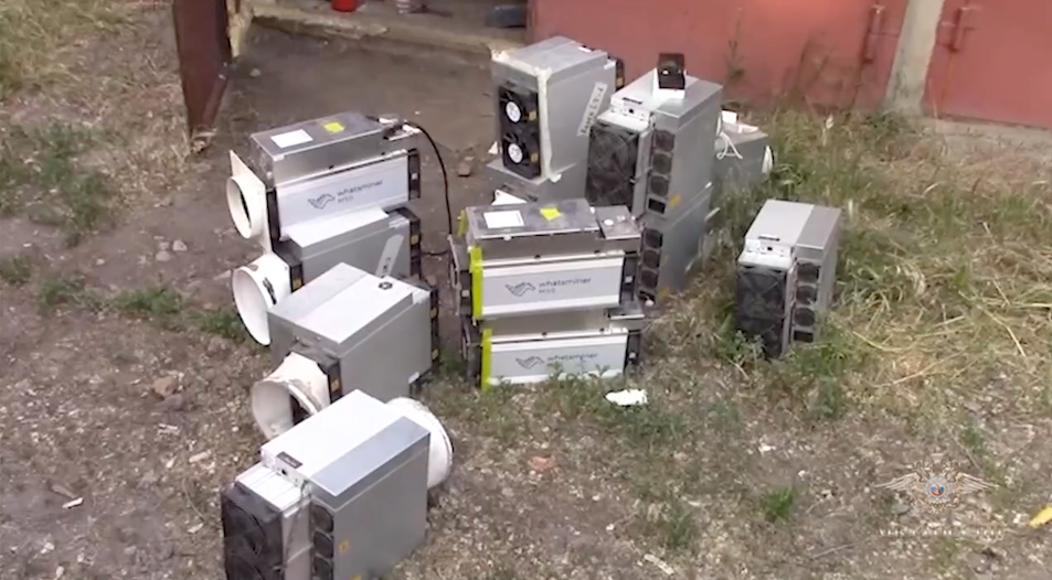 Confiscated mining equipment in Russia’s Rostov region. Source: Russian Ministry of Internal Affairs
