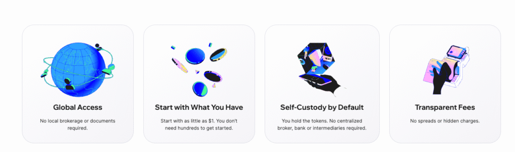 Trust Wallet-supported RWA offering allows minimum investment of $1 and doesn’t require local brokerage or documents. Source: Trust Wallet
