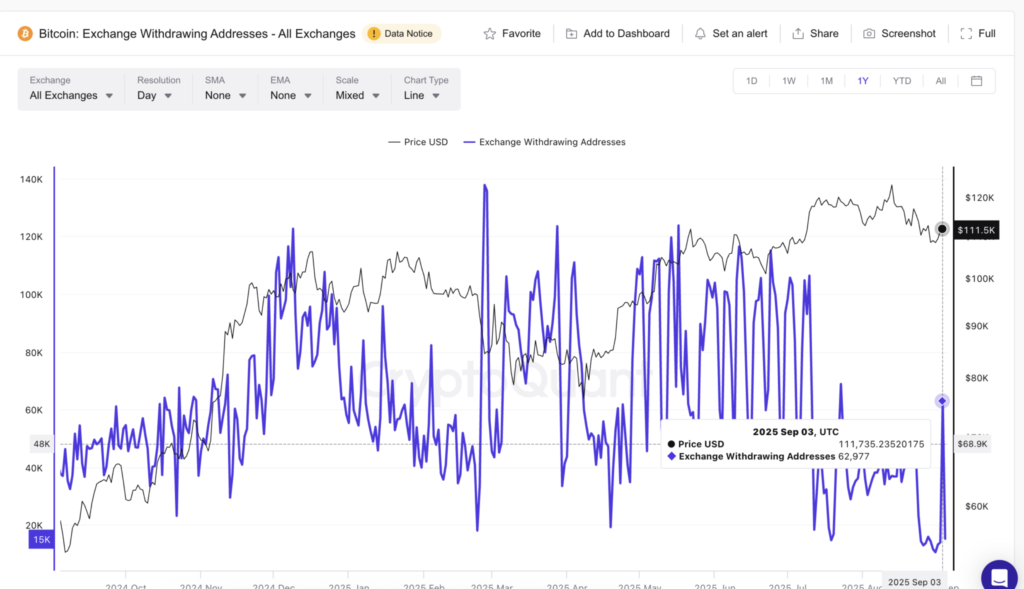 BTC Withdrawal Addresses Are Skewed Low: CryptoQuant
