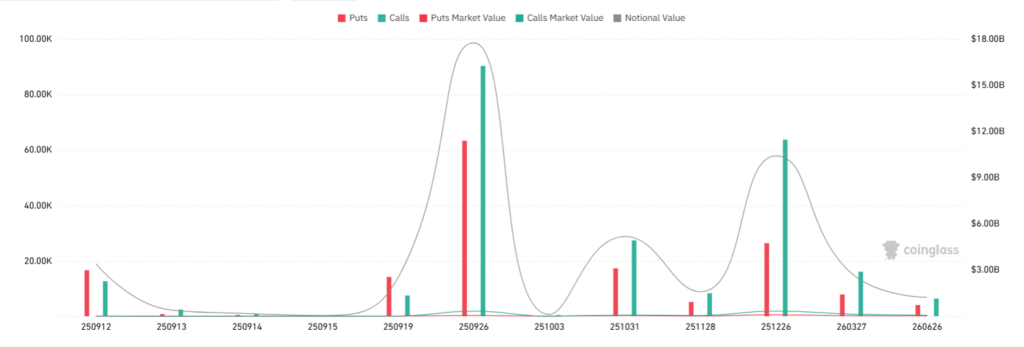 During the weekly options expiry, put calls dominated, signaling emerging bearish expectations for September. | Source: CoinGlass.